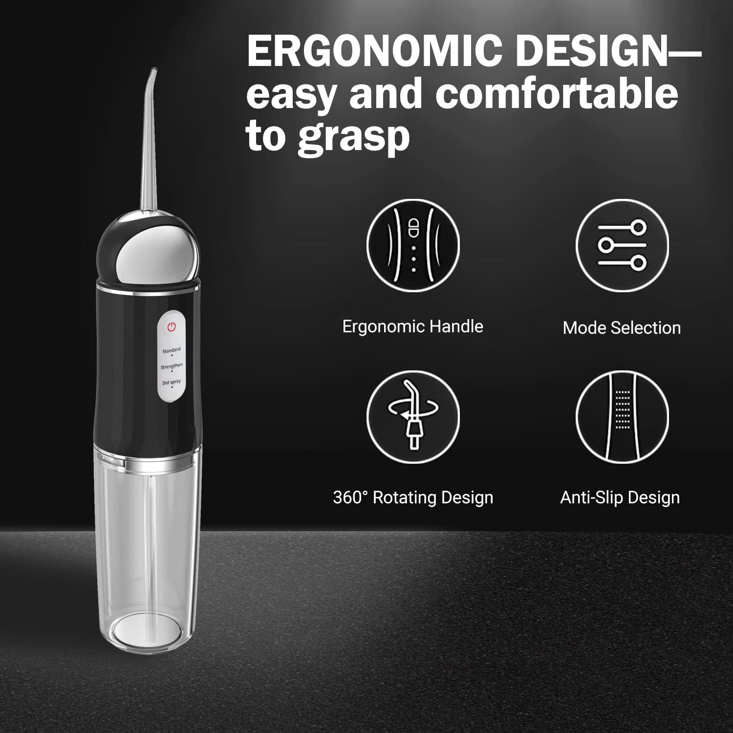 Water-Flosser-Cordless-Teeth-Cleaner MAKJUNS Water Dental Flosser with 3 Modes 4 Jets Rechargeable Dental Oral Irrigator for Home Travel (Premium Black)