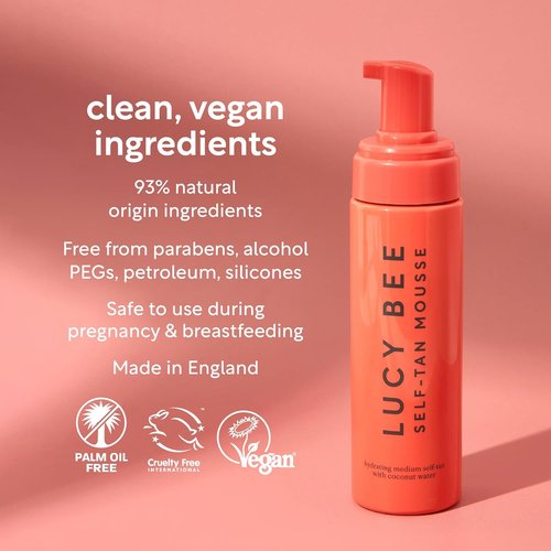 Lucy Bee Self Tan Mousse - Customizable Medium Tanning Foam for Natural Glow | Quick-Drying, 6.76 fl oz