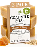 Southern Natural Oatmeal Soap Bar (3 Pack) Unscented Goat Milk Soap Bars With Colloidal Oatmeal & Honey. For Dry, Sensitive Skin. Fragrance Free Cleanser