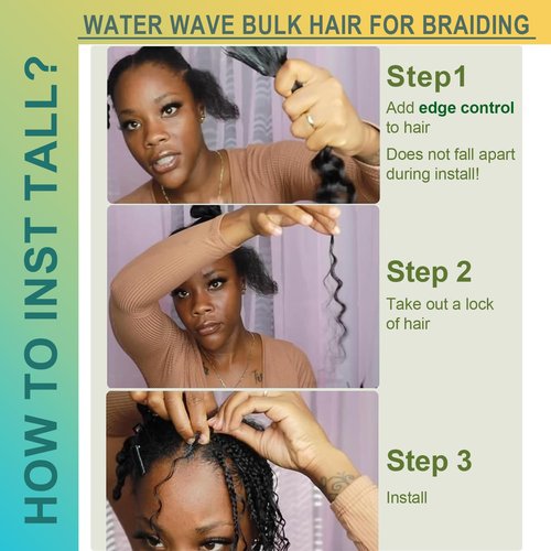 AnJudyReid Braiding Hair 1 Bundle 50g 26Inch Boho Braids Human Hair No Weft 12A Brazilian Virgin Curly Human Hair Extensions for Boho Braids Wet and Wavy Human Braiding Hair