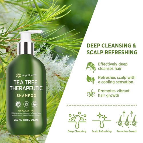 Roycederm Tea Tree Antifungal Shampoo - Medicated Folliculitis Treatment for Dry, Itchy Scalp | 2 Pack