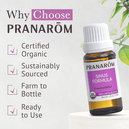 Pranarom - Organic Sinus Formula Essential Oil Blend for Wellness | 15ml Aromatherapy
