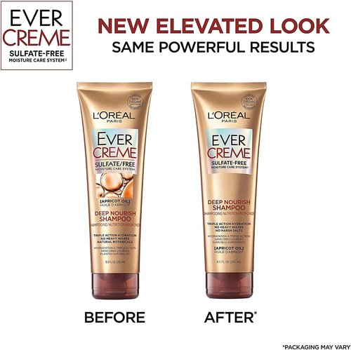 L'Oreal Paris EverCreme Deep Nourish Shampoo - Sulfate Free, 8.5 Ounce (Pack of 2)