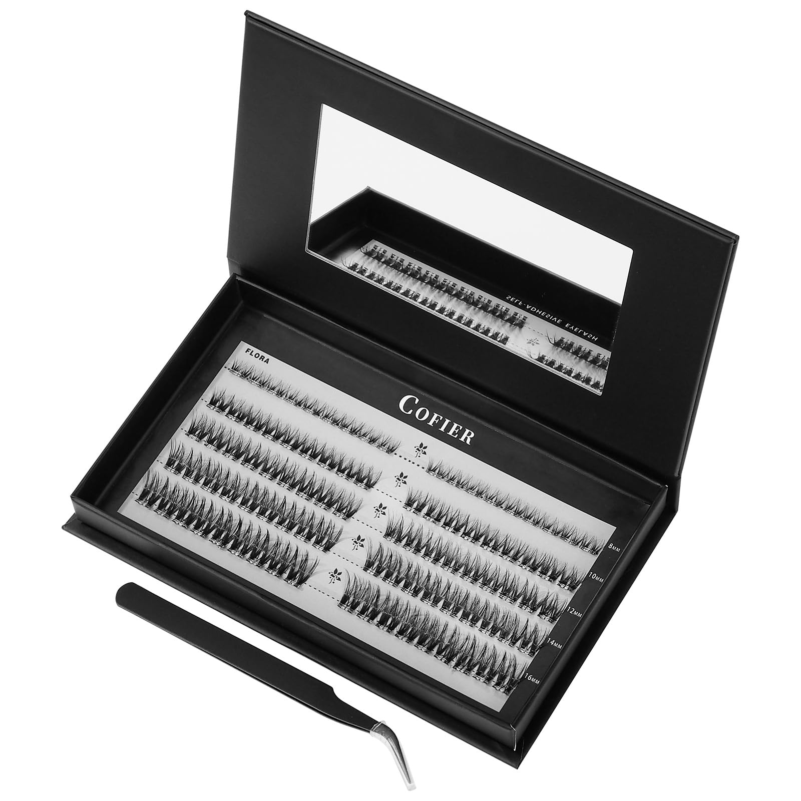 Wispy Lash Clusters Kit, 90 Pcs Individual Eyelash Clusters (8-16mm) - DIY Lash Extension Kit with Lash Glue, Sealant & Tweezers, Natural Fluffy Fake Lashes for Home Use, Beginners Friendly