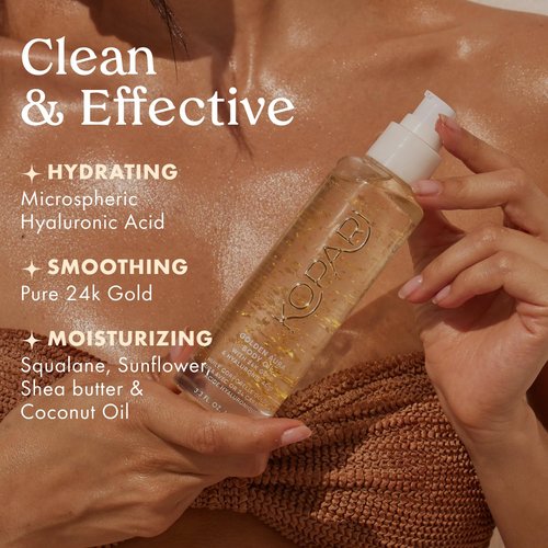 Kopari Golden Aura Body Oil with 24k Gold & Hyaluronic Acid - Hydrating Formula for Glowing Skin 3.3 oz