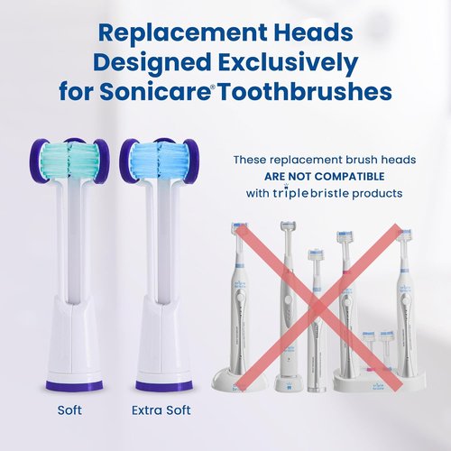 Philips Sonicare® Replacement Toothbrush Heads - Extra Soft Bristles for DiamondClean & More | 3 Pack