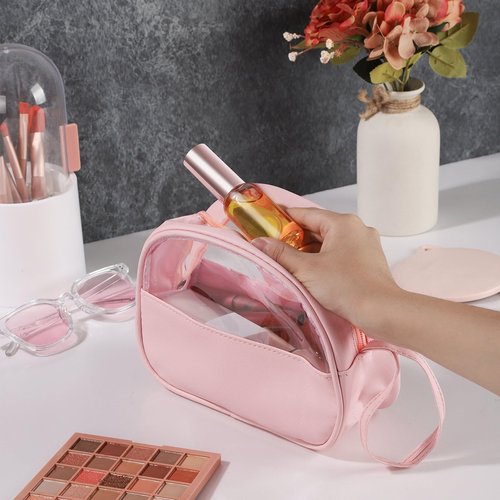 RAMFIYN 24 pack 10ml Pink Glass Spray Bottles Refillable Empty Perfume Pump Sprayer Mini Fine Mist Atomizer with Rose Gold Lid for Body Essential Oils