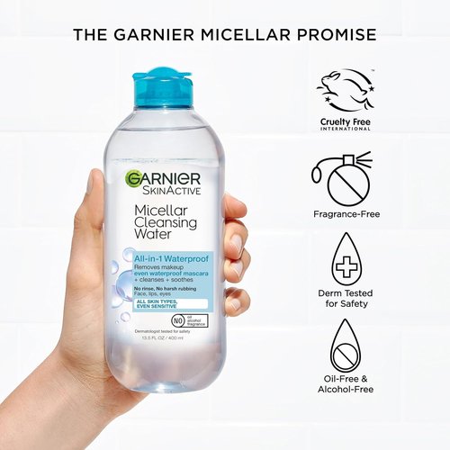 Garnier Micellar Water - Waterproof Makeup Remover & Hydrating Cleanser for Sensitive Skin | 13.5 Fl Oz