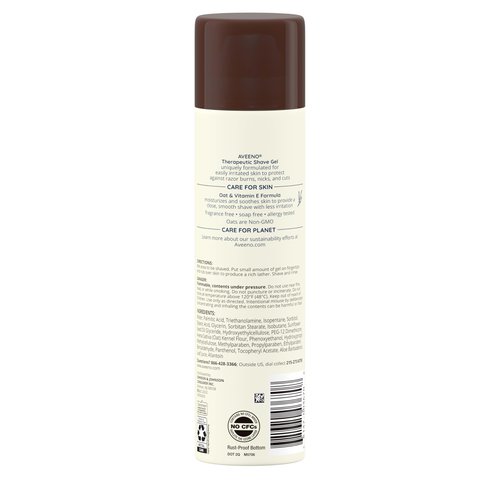 Aveeno Therapeutic Shave Gel with Oat and Vitamin E to Help Prevent Razor Bumps, Soothes Dry Skin and Provides a Close, Smooth Shave with Less Irritation, Fragrance-Free, 7 oz (Pack of 2)