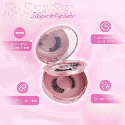 FADLASH Magnetic Eyelashes with Applicator Natural Look Magnetic Lashes Reusable 2 Pairs False Eyelashes Kit Easy to Wear and Remove (806+B7)