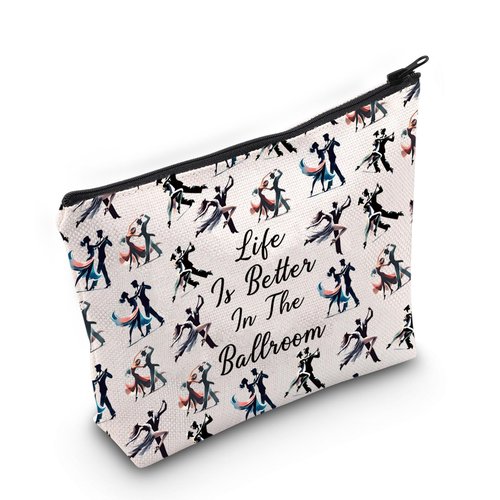 JXGZSO Dance Lover Life Is Better in the Ballroom Makeup Bag - Ballroom Dance Organizer for Tango Dancer