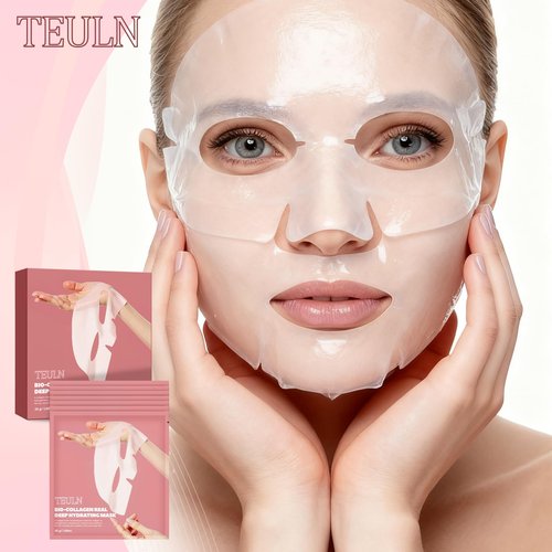 TEULN Bio-Collagen Face Mask, 8 Pack Real Deep Hydrating Collagen Overnight Mask, Pore Minimizing, Elasticity Improvement, Face Masks Skincare, Facial Sheet Masks for Skin care and Moisturizing.