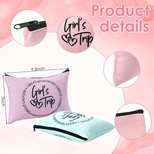 Reginary 9 Pcs Girls Trip Gifts Favors Girls Trip Makeup Bags Toiletry Cosmetic Bag Bestie Friendship Gifts for Women Wedding Bachelorette Mother's Day Party Favors