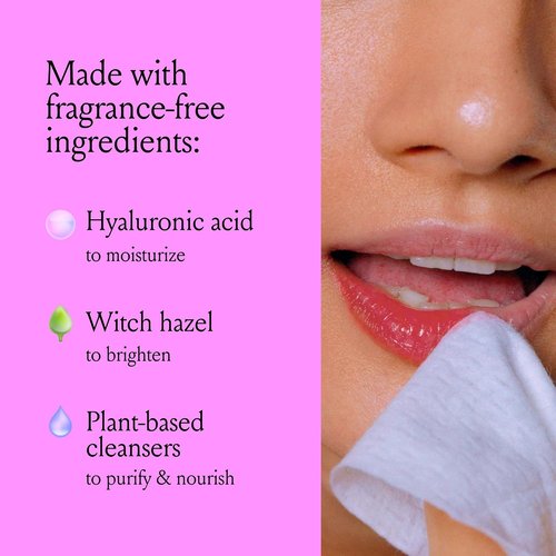 Billie Wonder Wipes - Makeup-Removing Face Wipes with Hyaluronic Acid & Witch Hazel | 25 Count