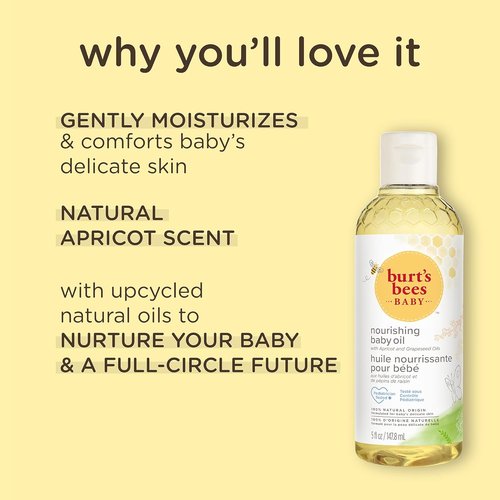 Burt's Bees Baby Nourishing Baby Oil - Gentle Moisturizer for Soft Skin | 5 Fl Oz