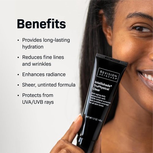 Revision Skincare Intellishade® TruPhysical Clear SPF 50 - 100% Mineral Face Sunscreen & Anti-Aging Moisturizer, 1.7 oz