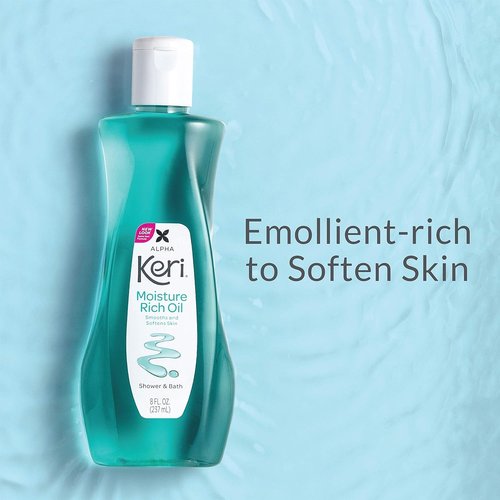 Keri Moisture Rich Shower Bath Oil, Clear, 8 Ounce (Pack of 2)