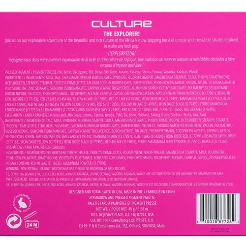 Juvia's Place Palette Culture - Yellow, Greens, Pink, Purple, Orange, Chromatic & Glitter Shades, 30 Pigmented Makeup Palette for Eye Color & Shine, Pressed