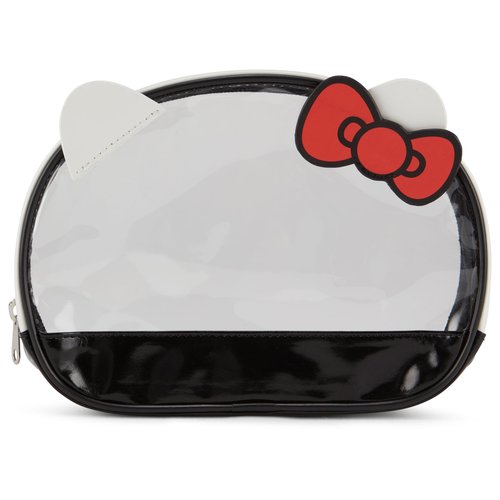 Hello Kitty Cosmetic Case Set - Girls, Boys, Teens, Adults - Officially Licensed Hello Kitty Travel Cosmetic Case 3 Piece Set (Clear Black)
