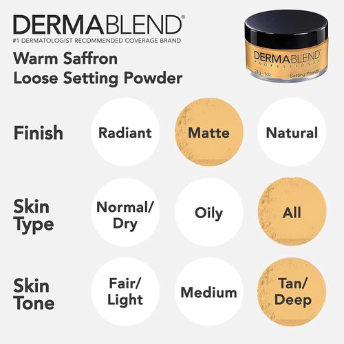 Dermablend Loose Setting Powder - Finishing Face Powder for Light, Medium & Tan Skin Tones