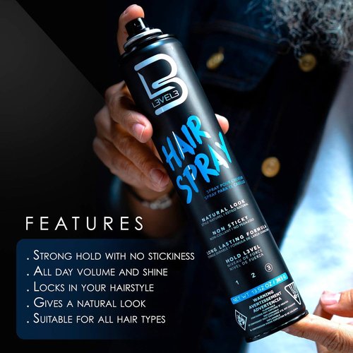 L3 Level 3 Hair Spray - Long-Lasting Strong Hold for All Hair Types - 12.95 Fl Oz (Pack of 1)
