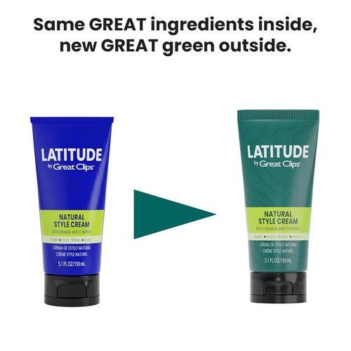 Great Clips Latitude Natural Style Cream - Men's Hair Gel for Low Hold & Shine | 5.1oz