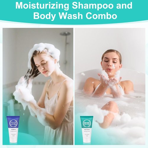 Skiennix Travel Size Shampoo & Body Wash Set - 60 Pack Mini Toiletries for Men & Women | 0.7 oz Each