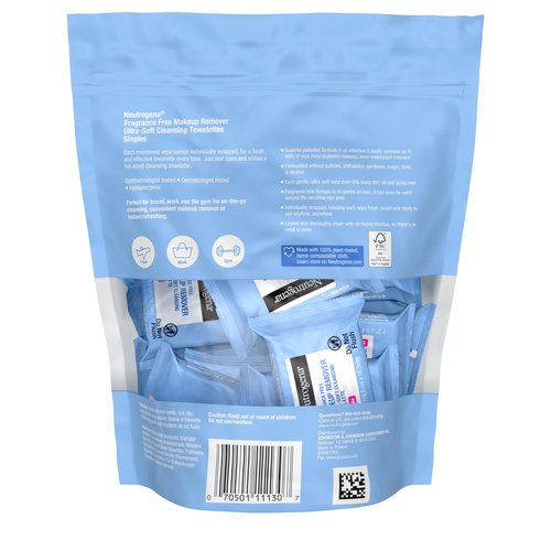 Neutrogena Fragrance-Free Makeup Remover Wipes Singles, Individually Wrapped Face Towelettes, Gently Remove Dirt, Oil, Waterproof Mascara & Makeup, Alcohol-Free Daily Face Wipes for Travel, 20 ct