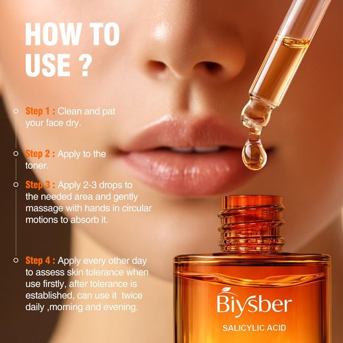 BIYSBER Salicylic Acid 2% Serum Solution for Face: Gently Exfoliating Facial Serum for Acne,Blackhead & Open Pores & Reduces Excess Oil - Hydrating& Soothing Skin Care Serum for Acne Prone&Oily Skin