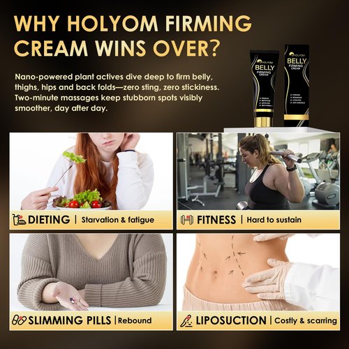 HOLYOM B Flat Belly Firming Cream - Premium Skin Tightening Cream for Stomach，Thighs & Butt， Skin Smoothing Moisturizer for Women and men, 4.02 fl oz