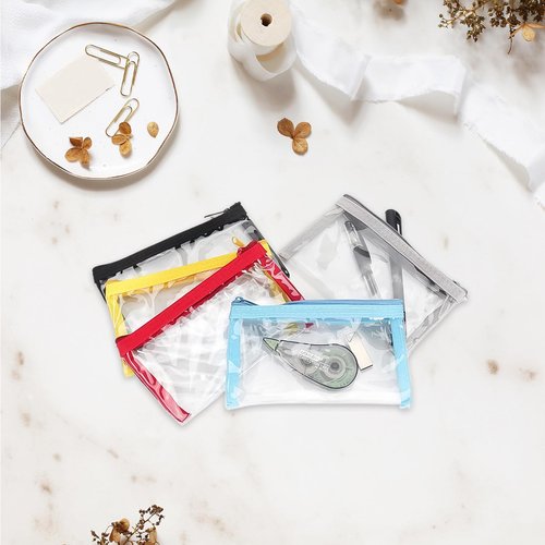 PKRFCJ 5 Pcs Small Clear Makeup Bag,Mini Clear Makeup Pouch Plastic Zipper For Purse Small Waterproof Pouch Storage For Cosmetics Jewelry And Essentials 5 Colors 6.3x3.5in