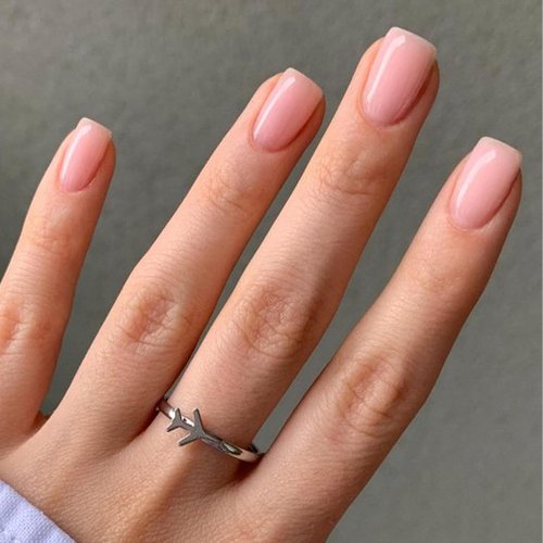 Modelones Press On Nails - Reusable Pink Short Square Fake Nails Kit | 32 Pcs, 16 Sizes, Includes Glue & File