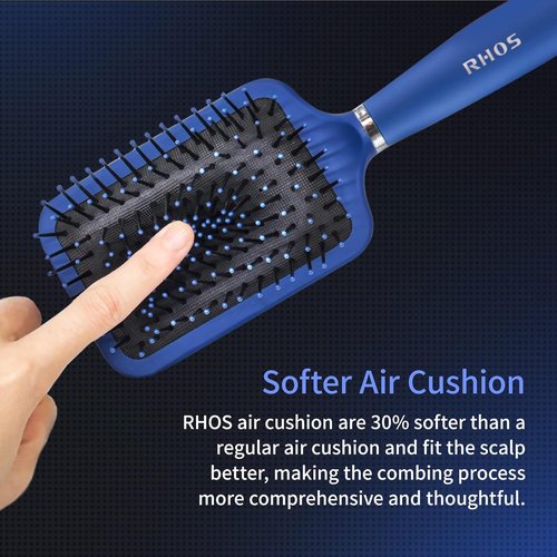 RHOS Paddle Hair Brush for Men - Detangler Brush with Nylon Bristles for All Hair Types | Blue