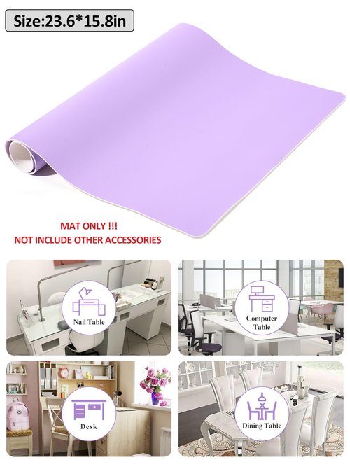 (MAT ONLY) Nail Art Table Mat, Foldable Nail Art Hand Rest Pad for Nail Arm Rest Cushion, Soft Microfiber Leather Nail Mat, Manicure Pad Nail Table Pad Desk Mat for Nail Technician Salon Home (Purple)