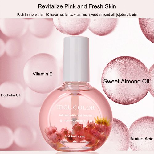 Flowery Scented Cuticle Oil, Infused with Real Flowers, Cuticle Revitalize Oil, Nail Oils For Growth And Strength, Cuticle Remover - Nail Strengthener - Cuticle Softener (0.92 fl.oz, ROSE)
