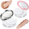 Tokusatsu Refillable Loose Powder Container - 2-Pack Travel Makeup Compact with Puff & Mirror | 0.17 oz (Pink, Silver)