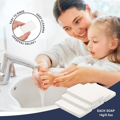 SLequipo 200 Pack Bulk Bar Soap, 14g Mini Soap Bars Bulk Individually Wrapped, 0.5 oz Travel Soap Small Hotel Soaps Travel Size Toiletries for Hotel Bathroom