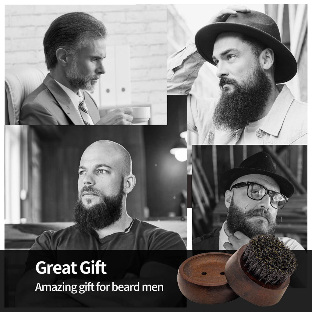 ZP Natural Beard Brush for Men - 100% Boar Bristle Beard Brush, Comes with Solid Wood Base - Mastering The Beards of Men All Over The World