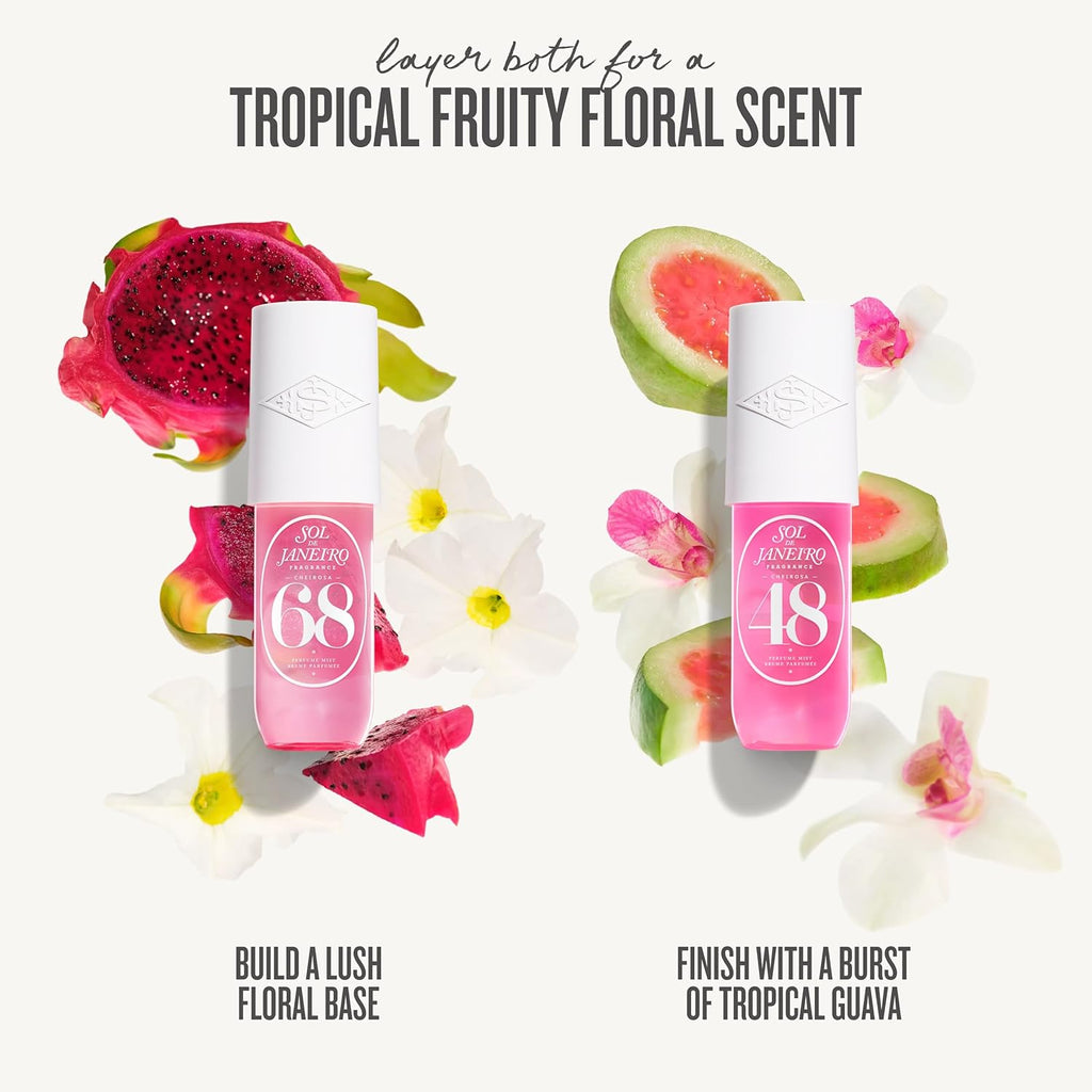 Sol de Janeiro Giftable Set - Travel Size Hair & Body Fragrance Mists with Pink Pouch | Cheirosa 68 & 48, 3 Fl Oz Each