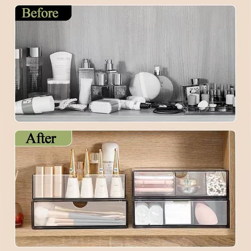 PINGANBUSU Hair Accessories Organizer for Girls, Clear Acrylic Hair Tie Organizer, or Headband, bows，Cute Small Stackable Storage Drawer Container Caddy Box for Bathroom Vanity Countertop