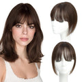 Molefi Human Hair Toppers for Women Real Human Hair,360°3D Cover Topper for Adding Volume 10 Inch Clip in Bangs for Daily Use