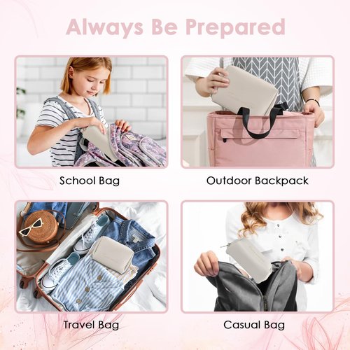 Sanguanlun First Period Kit for Girls 9-12,Thoughtful First Period Gift,Tween Period Starter Kit with Spare Underwear, Wipes,Period Knowledge Cards and More. (Milk apricot white)