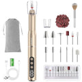 SnnyNyx Cordless Electric Nail Drill 35000 RPM, Professional Nail File Kit with LCD Display, 12 Bits & 36 Sanding Bands, for Acrylic Gel Nails, Pet Claws, Salon & Home Use (Sand Dune)