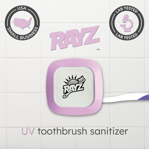 Rayz UV-C Toothbrush Sanitizer | Portable & Rechargeable | 99.9% Sanitization in 3 Minutes | Wall Mountable, Travel-Friendly & TSA-Approved (Lavender)