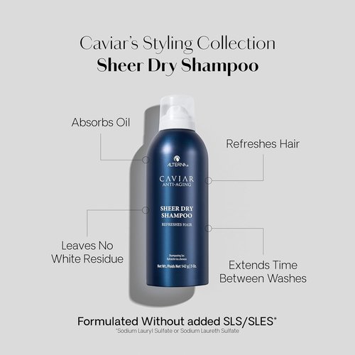 Alterna Haircare CAVIAR Anti-Aging Sheer Dry Shampoo - Refresh Hair & Absorb Oil | 5 Fl Oz, No Buildup for All Hair Types