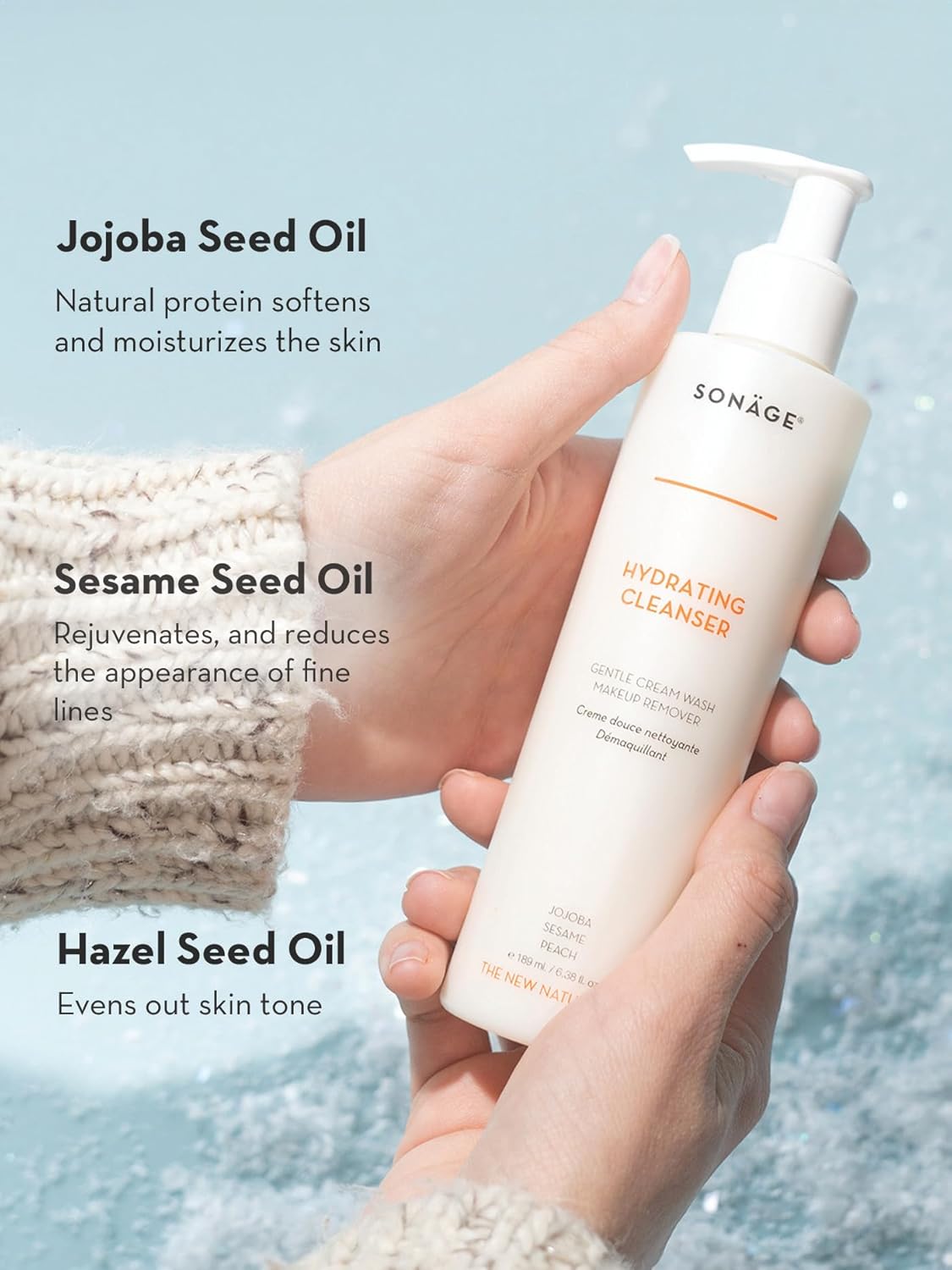 SONAGE Hydrating Facial Cleanser - Gentle Cream Face Wash & Makeup Remover with Aloe, Chamomile & Vitamin E | Non-Stripping Daily Moisturizer for All Skin Types