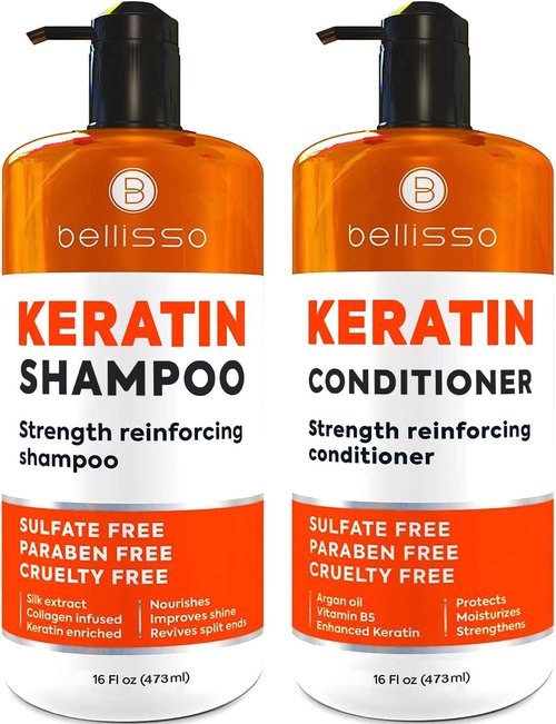 **Regine Switzerland Keratin Shampoo & Conditioner Set - Sulfate & Paraben Free - Anti-Frizz Treatment for All Hair Types**