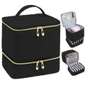 RZMAYIS Nail Polish Organizer, Nail Polish Storage Holds 30 Bottles & Nail Lamp, Double Layer Nail Bag Organizer Case, Portable Nail Polish Holder for Nail Tech Travel & Manicure Kit