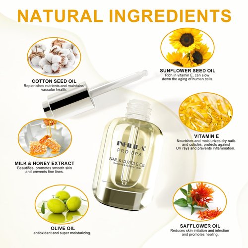 NXJ INFILILA Natural Cuticle Oil for Nails, Deep Hydrating Nail Honey with Vitamin E for Dry Cracked Cuticles and Nails, Growth and Strength Nail Care Product (Milk & Honey)