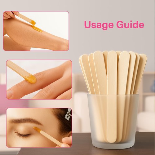 500 Pcs Waxing Sticks Assorted Wax Applicator Set For Body Legs Face, Wax Stick for Hair Removal 3 Style Wood Popsicle Sticks For Waxing, Mud Mask or Wood Crafts (Beige)